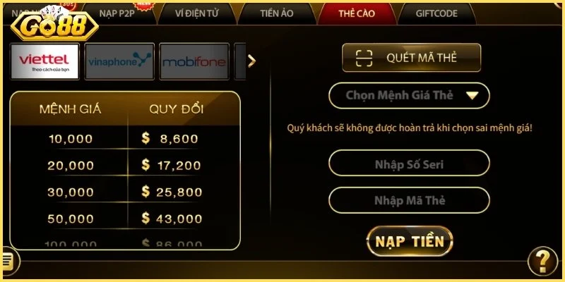 Những điều kiện cần và đủ để thực hiện nạp tiền Go88 