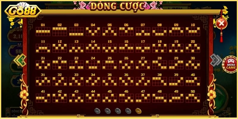 Quy tắc 50 dòng thanh toán trong game Cung Hỷ Phát Tài Go88